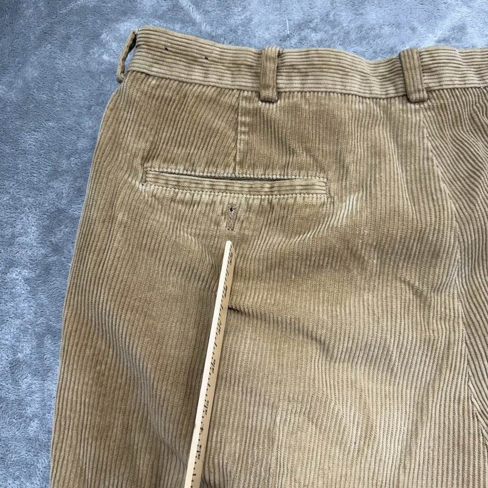 Brooks Brothers 346 Corduroy Pants Mens 36x32 Tan Pleated Cuffed